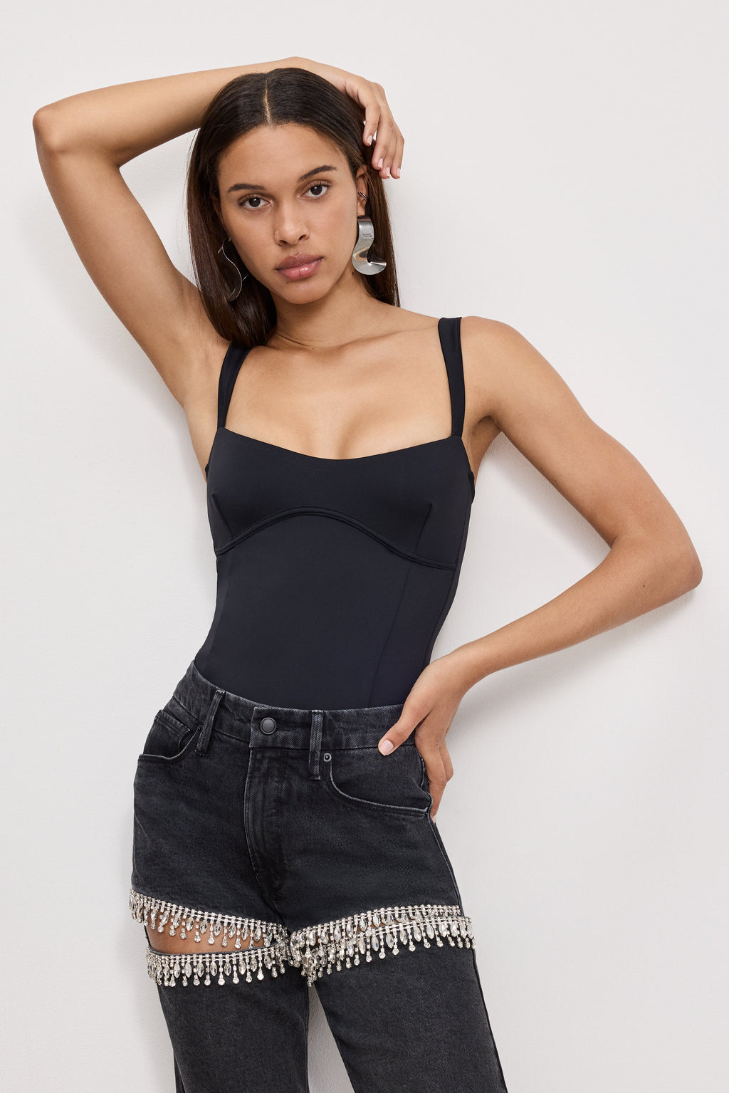 Luxury SWEETHEART SCULPTING TANK BODYSUIT BLACK001