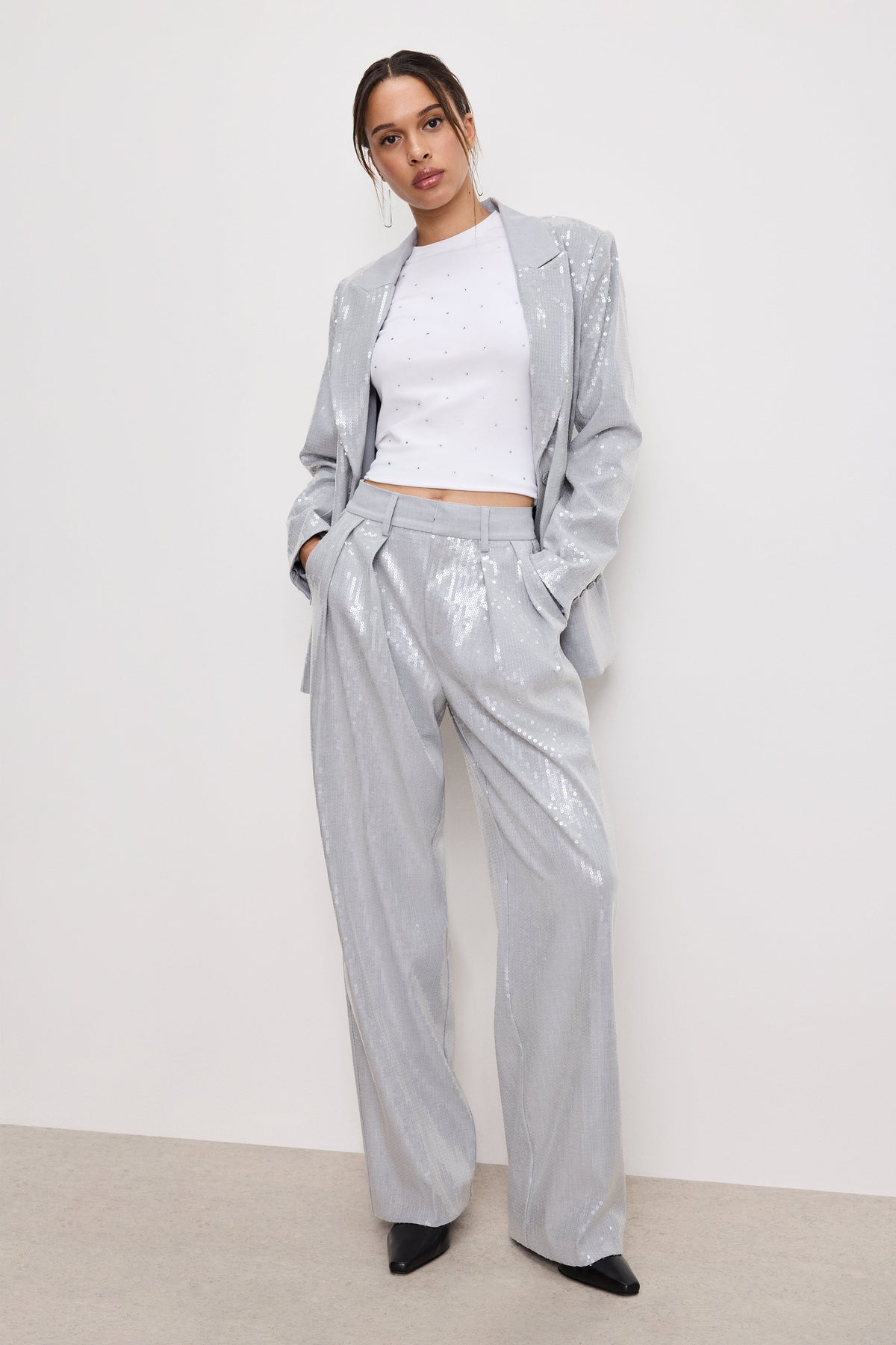 Luxury GOOD 90s SEQUIN TROUSERS HEATHER GREY001