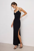 Luxury PONTE EMBELLISHED CUP GOWN BLACK001