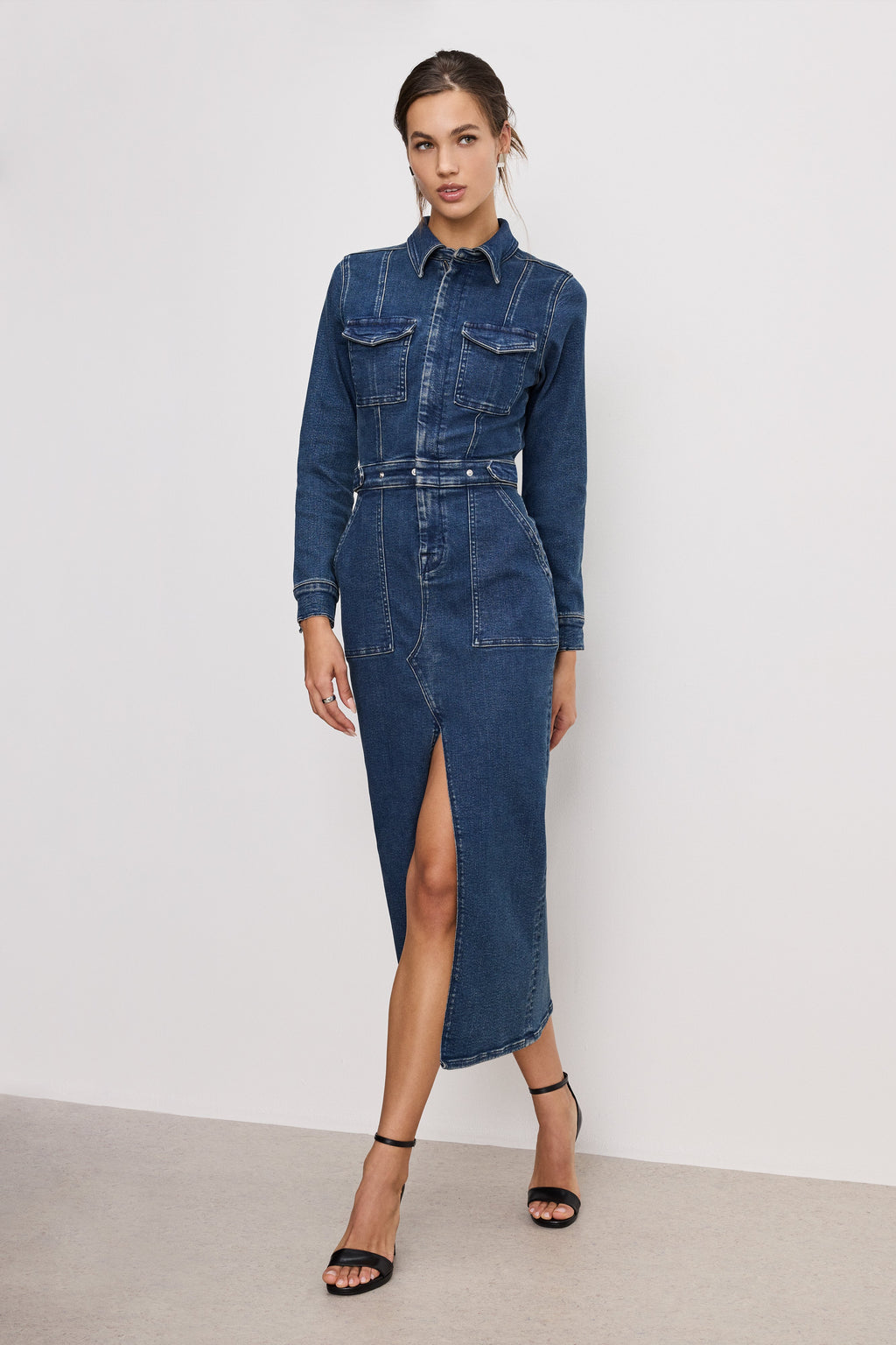 Luxury FIT FOR SUCCESS LONG SLEEVE MIDI DRESS INDIGO724