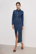 Luxury FIT FOR SUCCESS LONG SLEEVE MIDI DRESS INDIGO724
