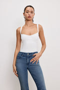 Luxury SWEETHEART SCULPTING TANK BODYSUIT WHITE001