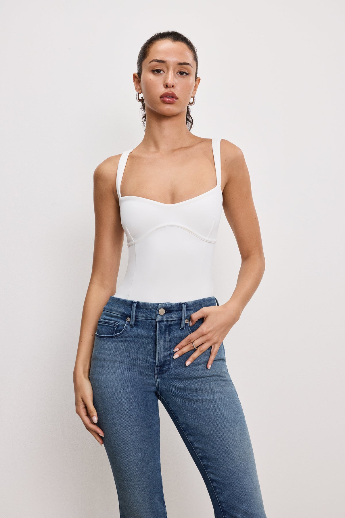 Luxury SWEETHEART SCULPTING TANK BODYSUIT WHITE001