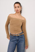 Luxury OFF SHOULDER PLUSH TOP WARM CARAMEL003
