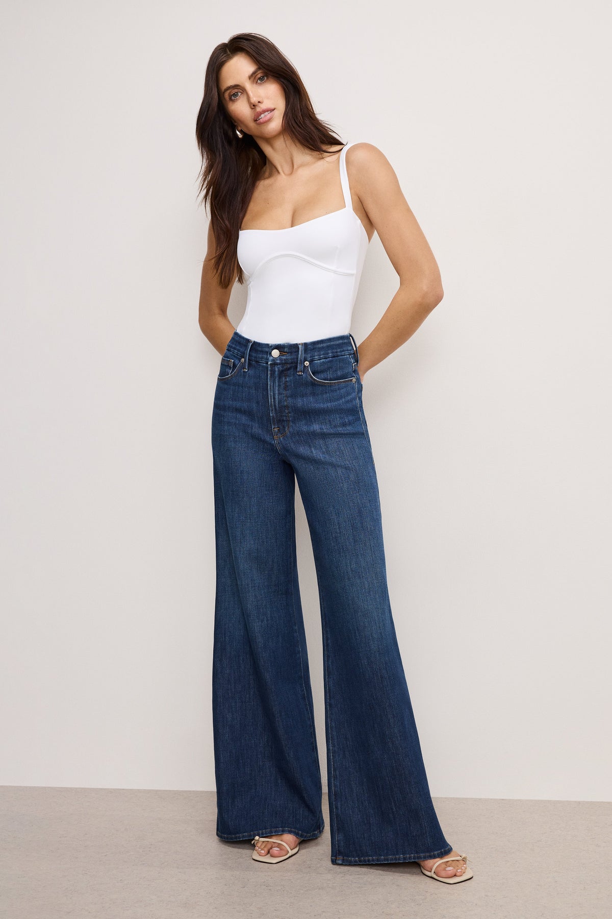 Luxury SOFT TECH GOOD WAIST PALAZZO JEANS INDIGO977