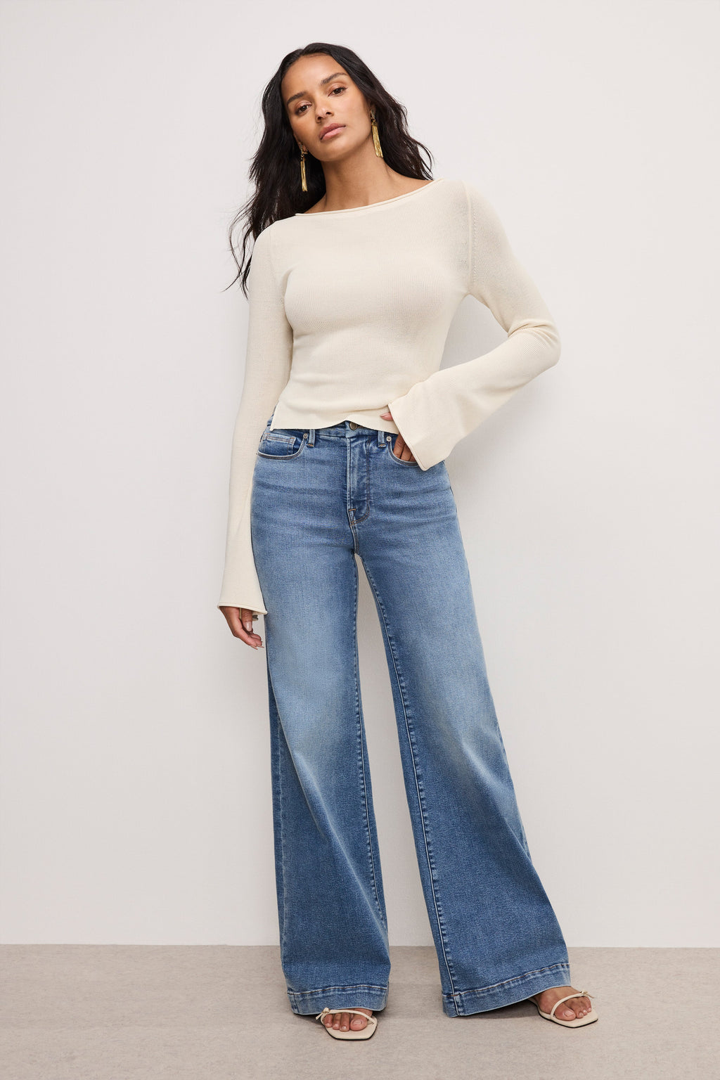 Luxury GOOD WAIST PALAZZO COMPRESSION JEANS INDIGO837