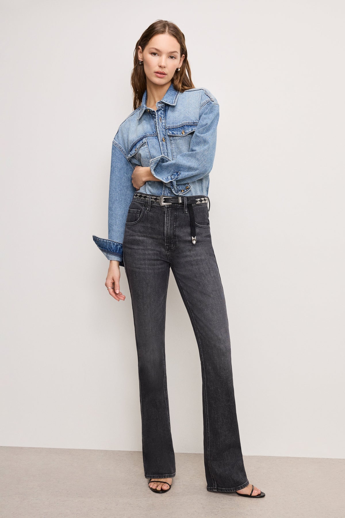 Luxury GOOD COWBOY BOOTCUT JEANS BLACK354