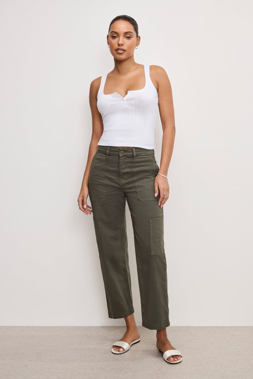 Luxury CARGO CROPPED TWILL PANTS FATIGUE001