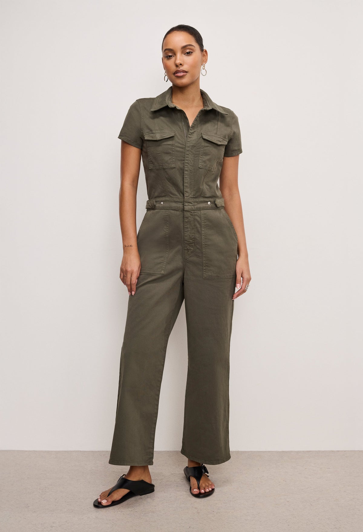 Luxury FIT FOR SUCCESS TWILL PALAZZO CROPPED JUMPSUIT FATIGUE001