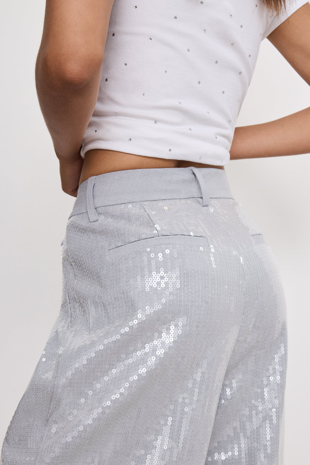 Luxury GOOD 90s SEQUIN TROUSERS HEATHER GREY001