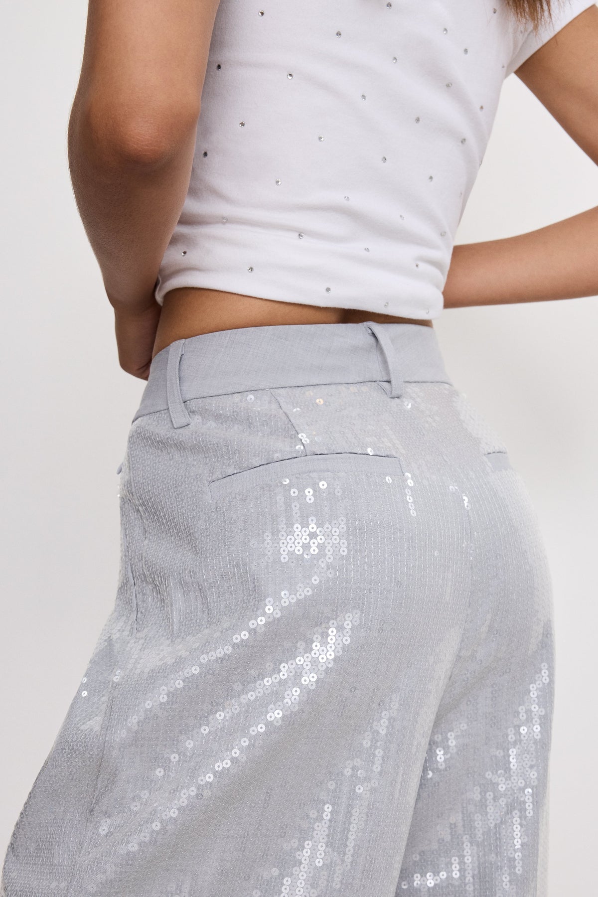 Luxury GOOD 90s SEQUIN TROUSERS HEATHER GREY001