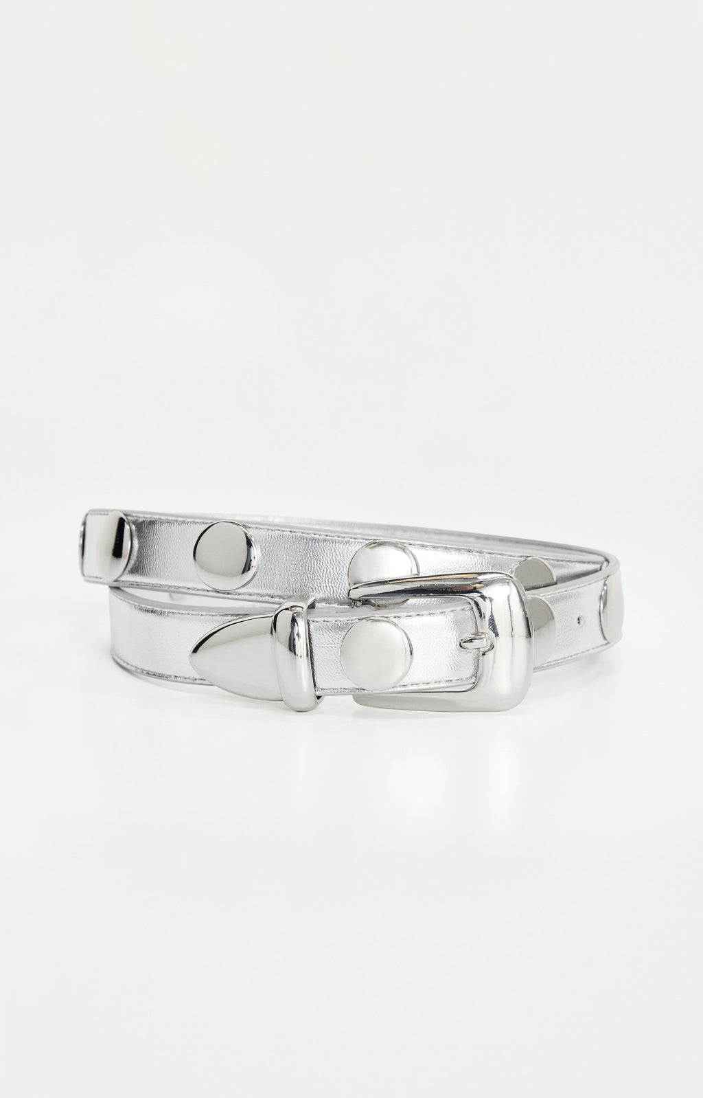 Luxury CLASSIC STUDDED SILVER BELT CHROME004