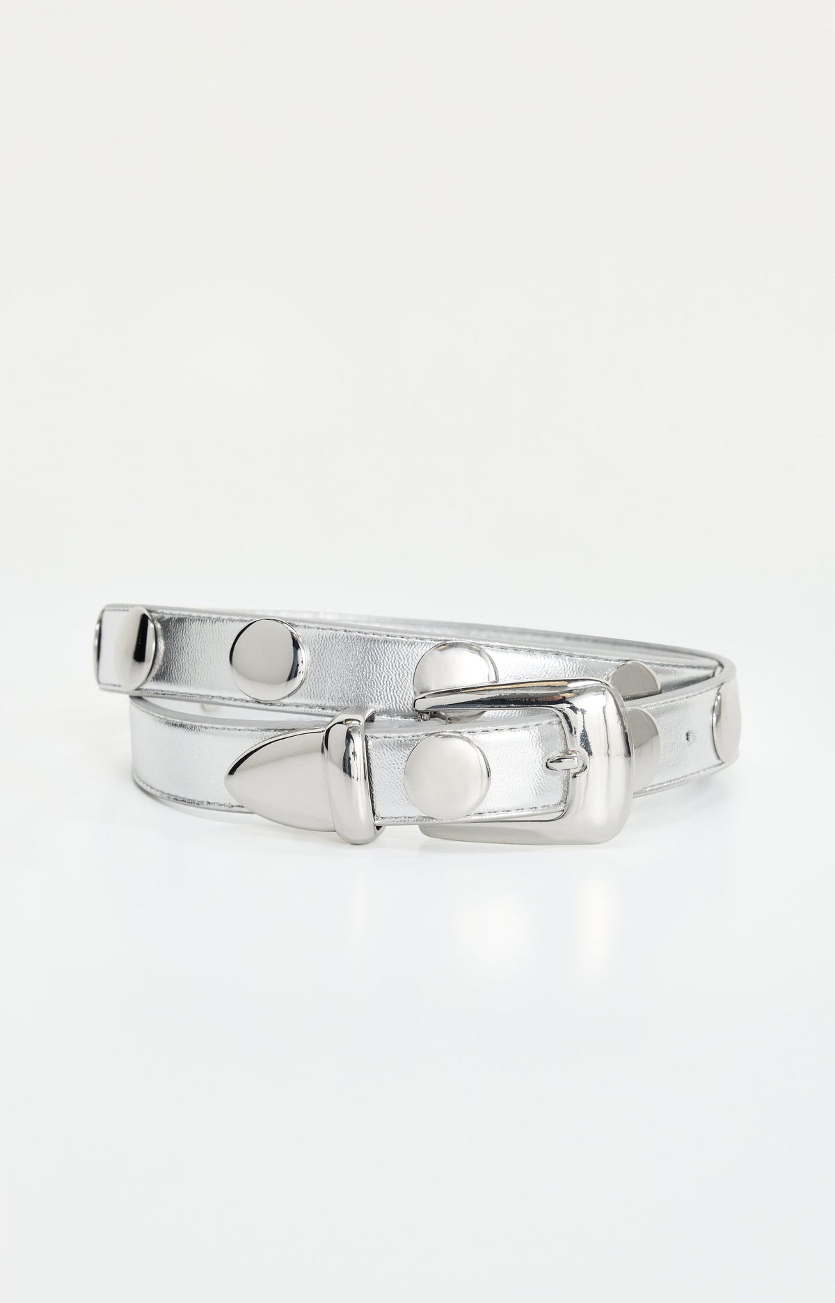 Luxury CLASSIC STUDDED SILVER BELT CHROME004