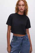 Luxury COTTON CROPPED TEE BLACK001