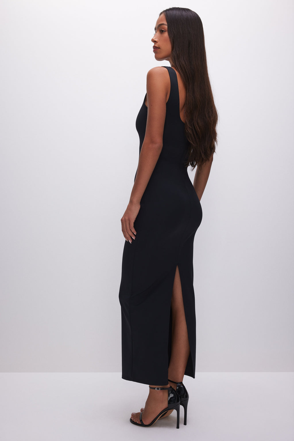 Luxury SCULPTING MODERN TANK MAXI DRESS BLACK001
