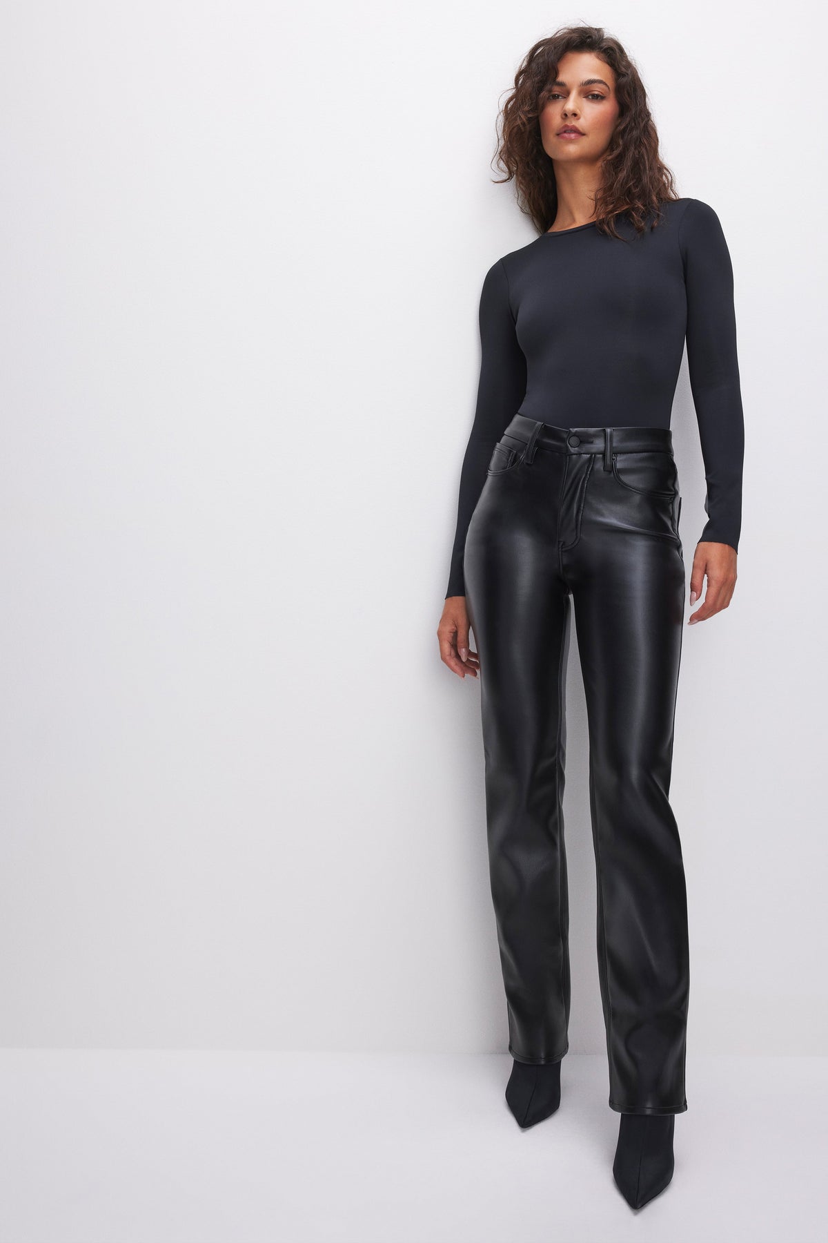Luxury GOOD ICON FAUX LEATHER PANTS BLACK001