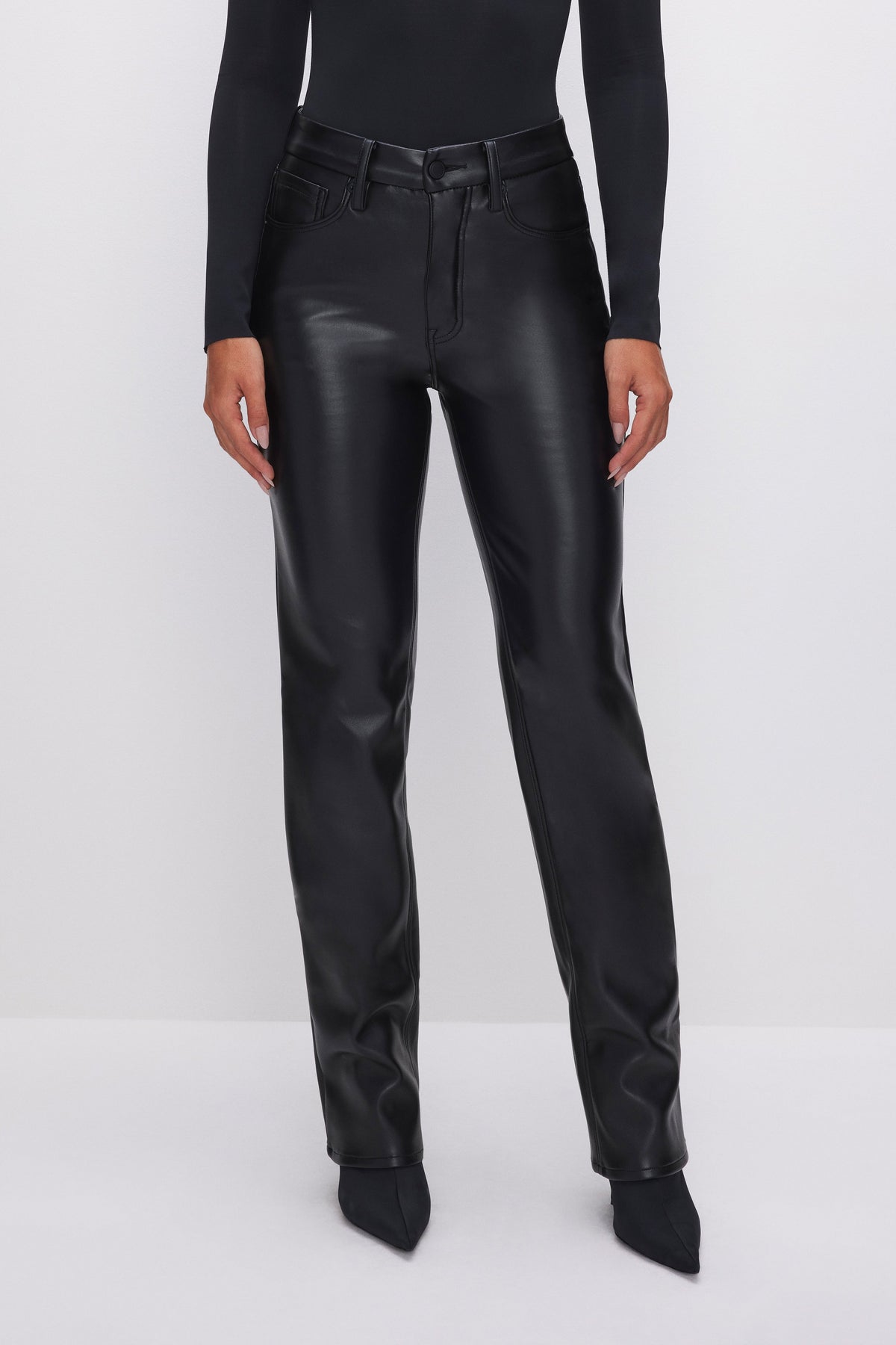 Luxury GOOD ICON FAUX LEATHER PANTS BLACK001