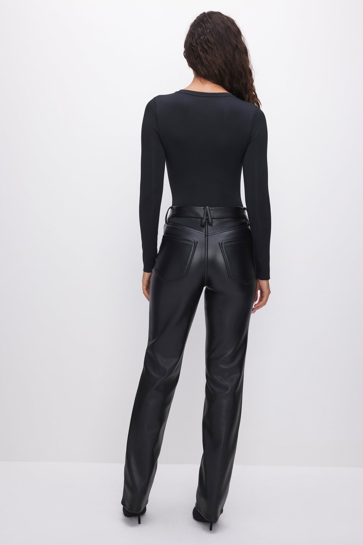 Luxury GOOD ICON FAUX LEATHER PANTS BLACK001