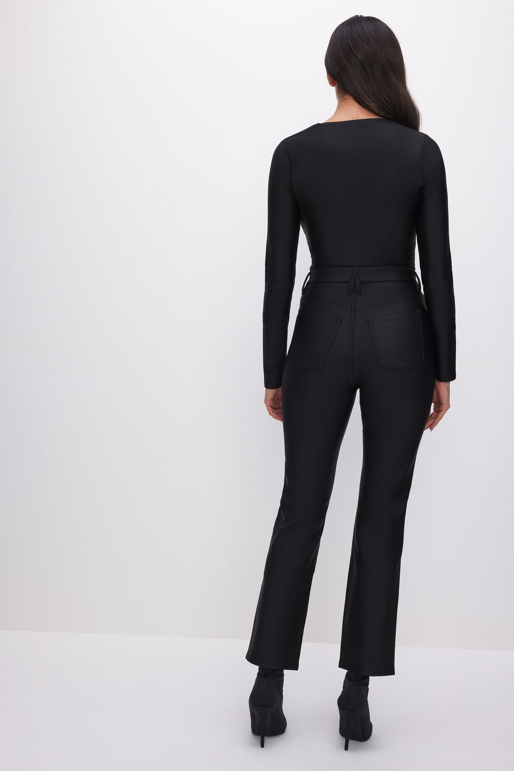 Luxury COMPRESSION SHINE STRAIGHT PANTS BLACK001