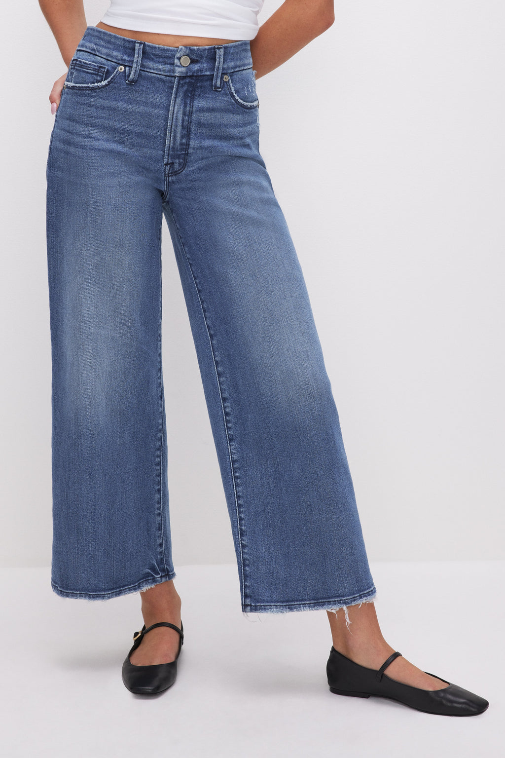 Luxury GOOD WAIST CROPPED PALAZZO JEANS INDIGO338