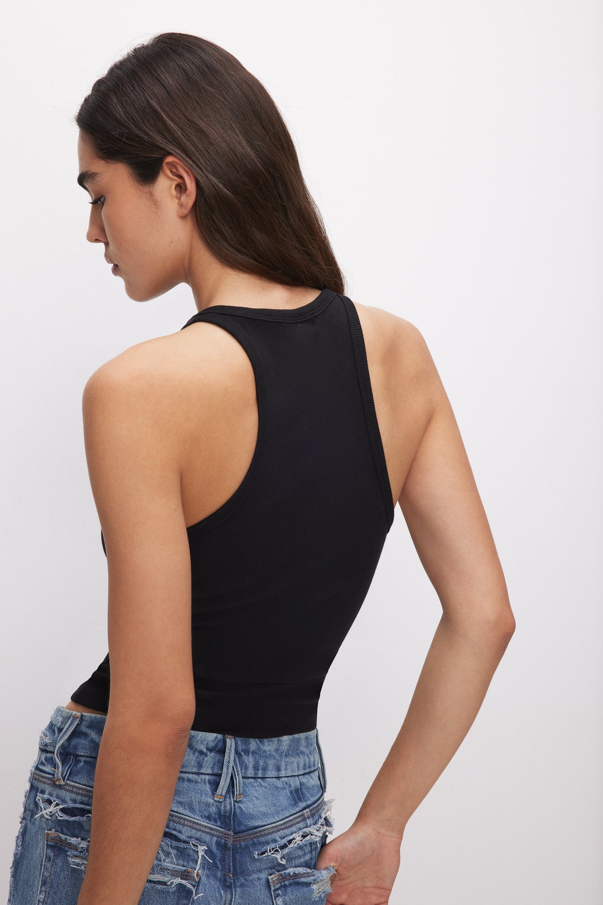 Luxury MICRO RIB CREWNECK TANK BLACK001