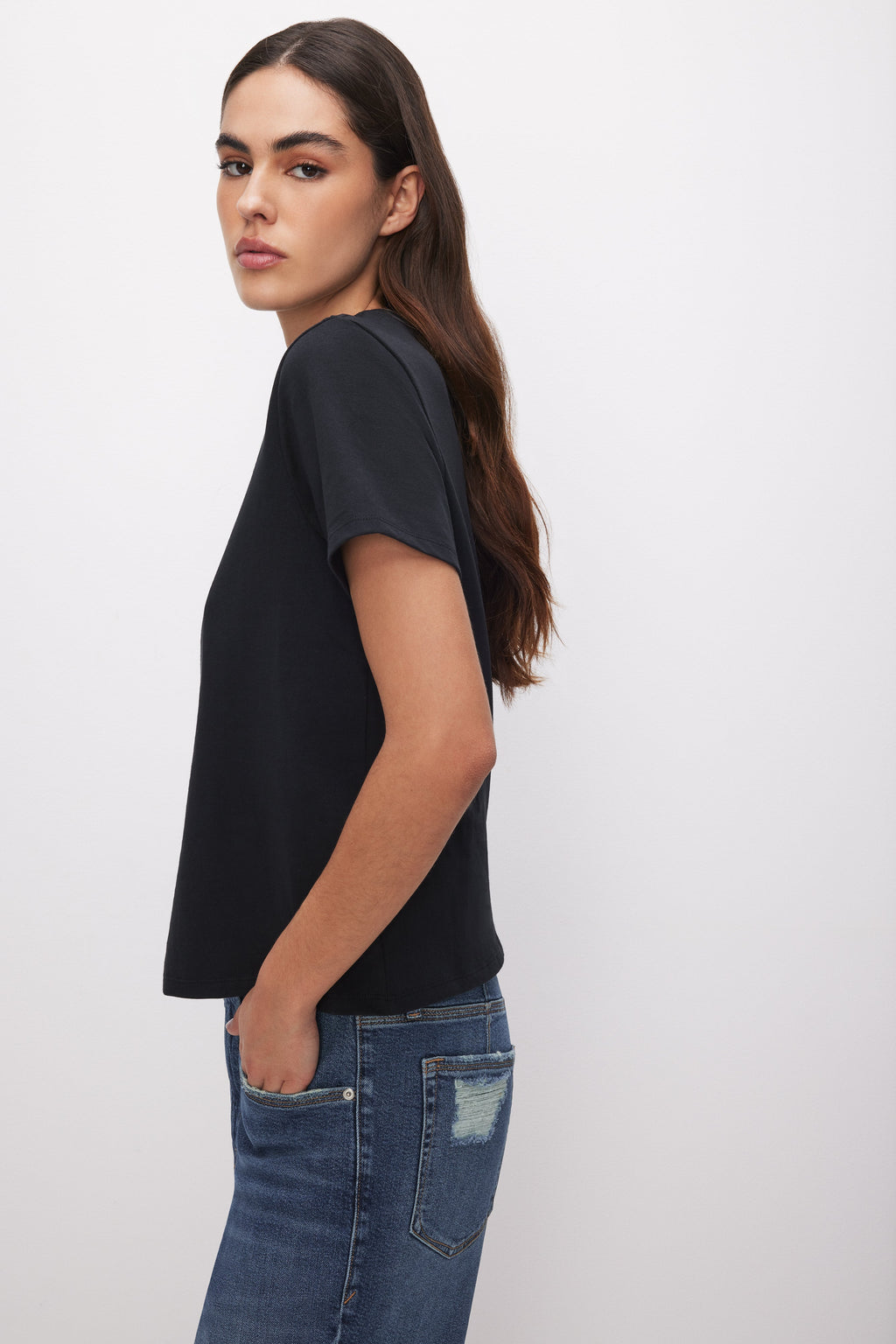 Luxury COTTON CLASSIC TEE BLACK001
