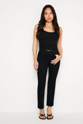 Luxury NEVER FADE GOOD PETITE STRAIGHT RAW HEM JEANS BLACK