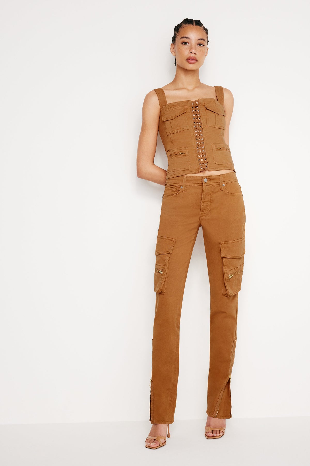Luxury TWILL SKINNY CARGO PANTS CANYON003