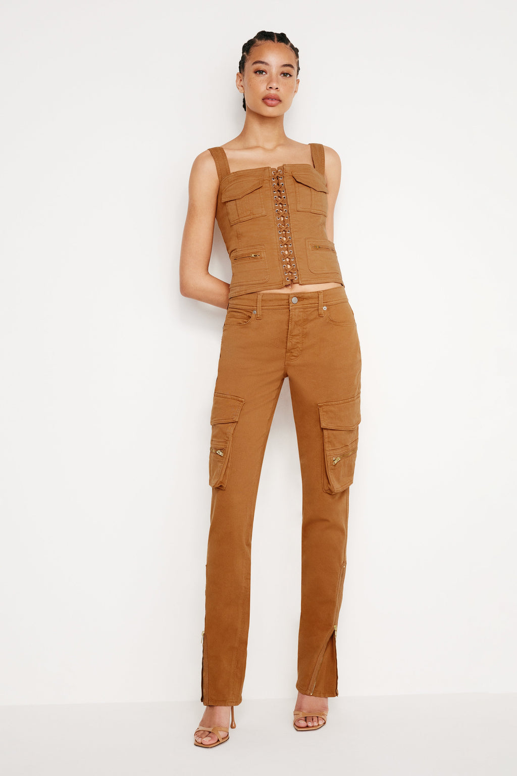 Luxury TWILL SKINNY CARGO PANTS CANYON003