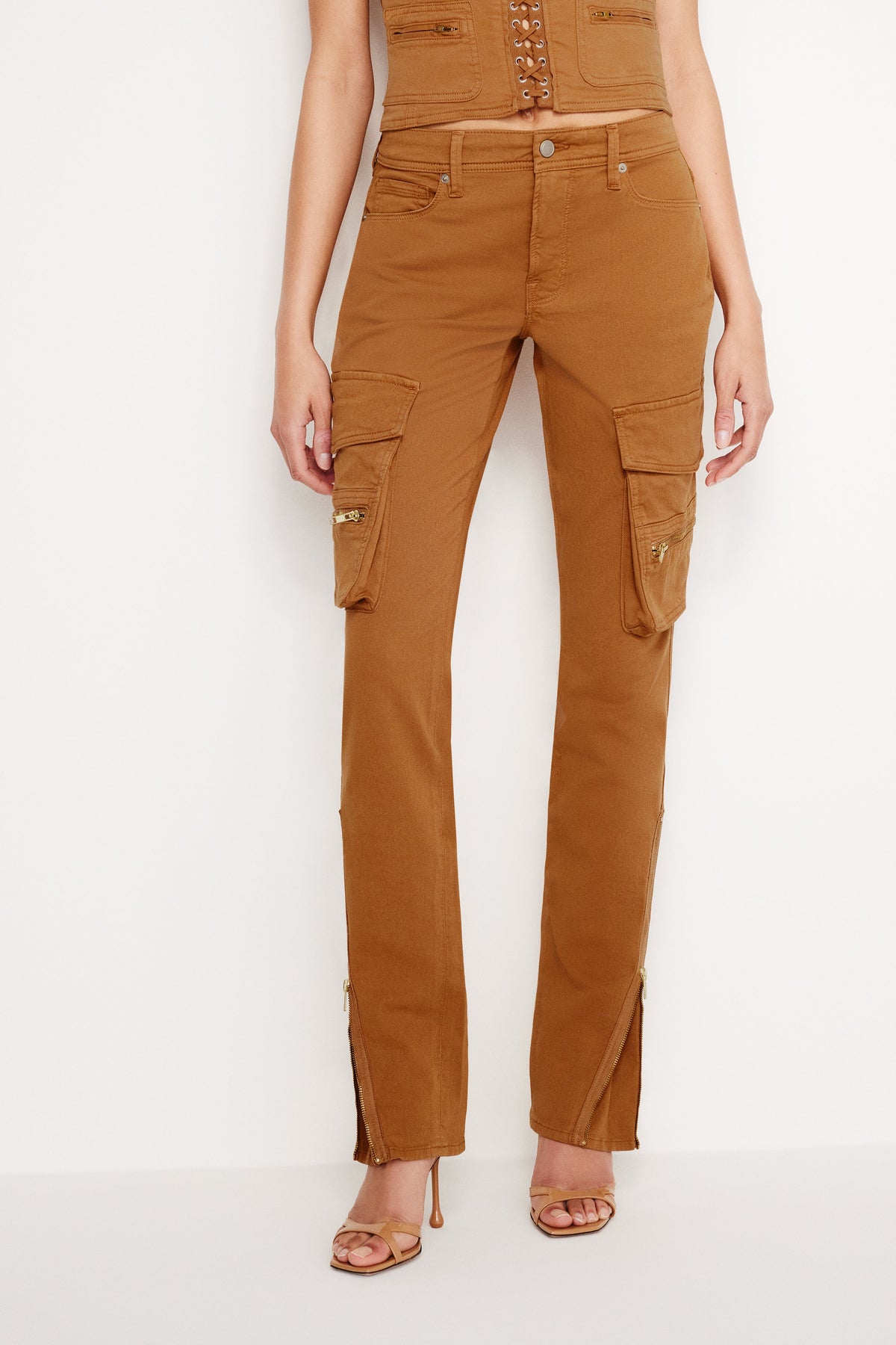 Luxury TWILL SKINNY CARGO PANTS CANYON003