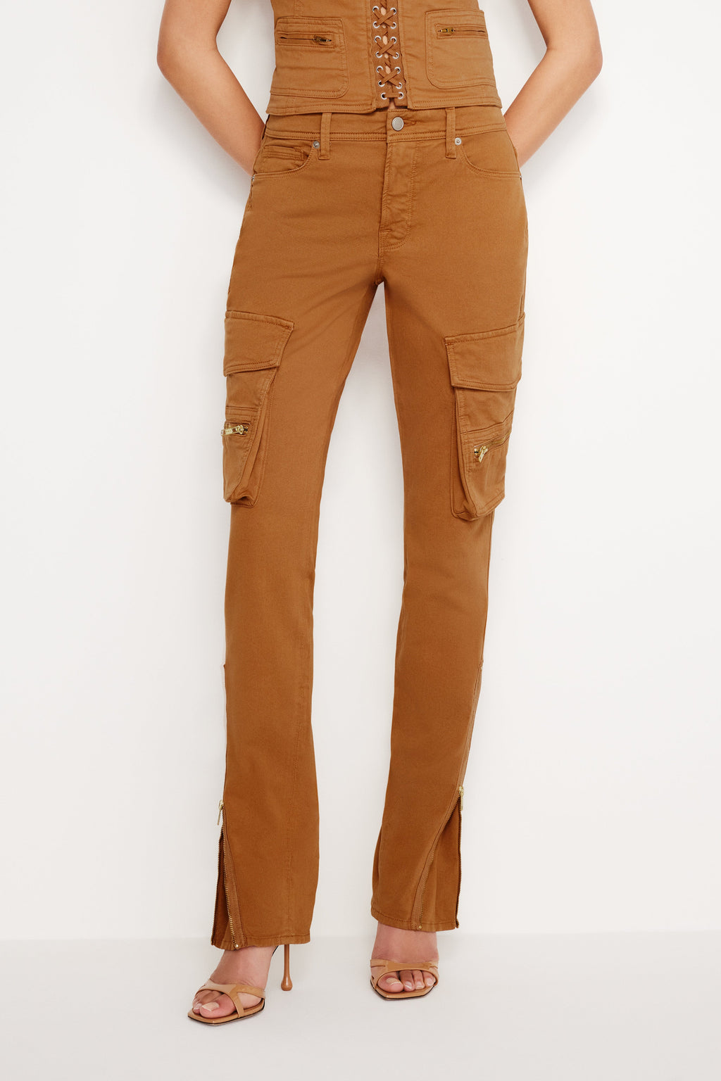 Luxury TWILL SKINNY CARGO PANTS CANYON003