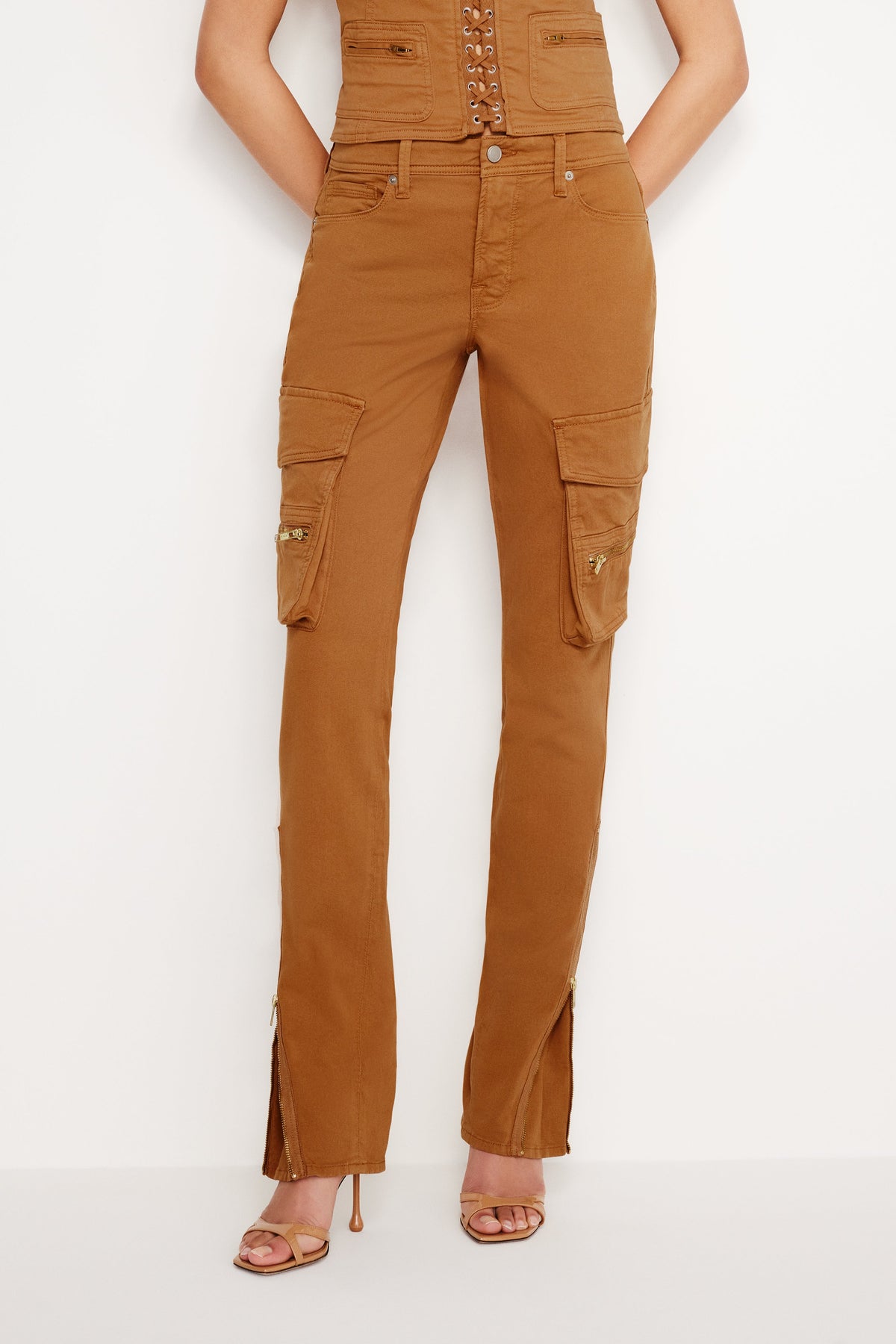 Luxury TWILL SKINNY CARGO PANTS CANYON003