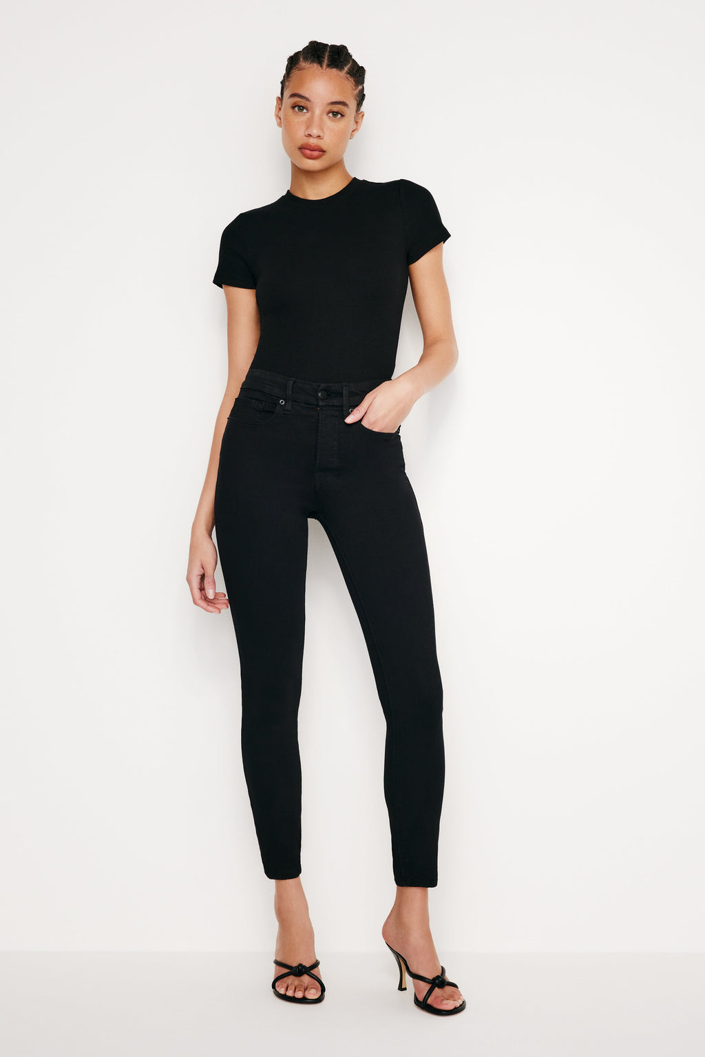 Luxury NEVER FADE GOOD LEGS SKINNY CROPPED JEANS BLACK