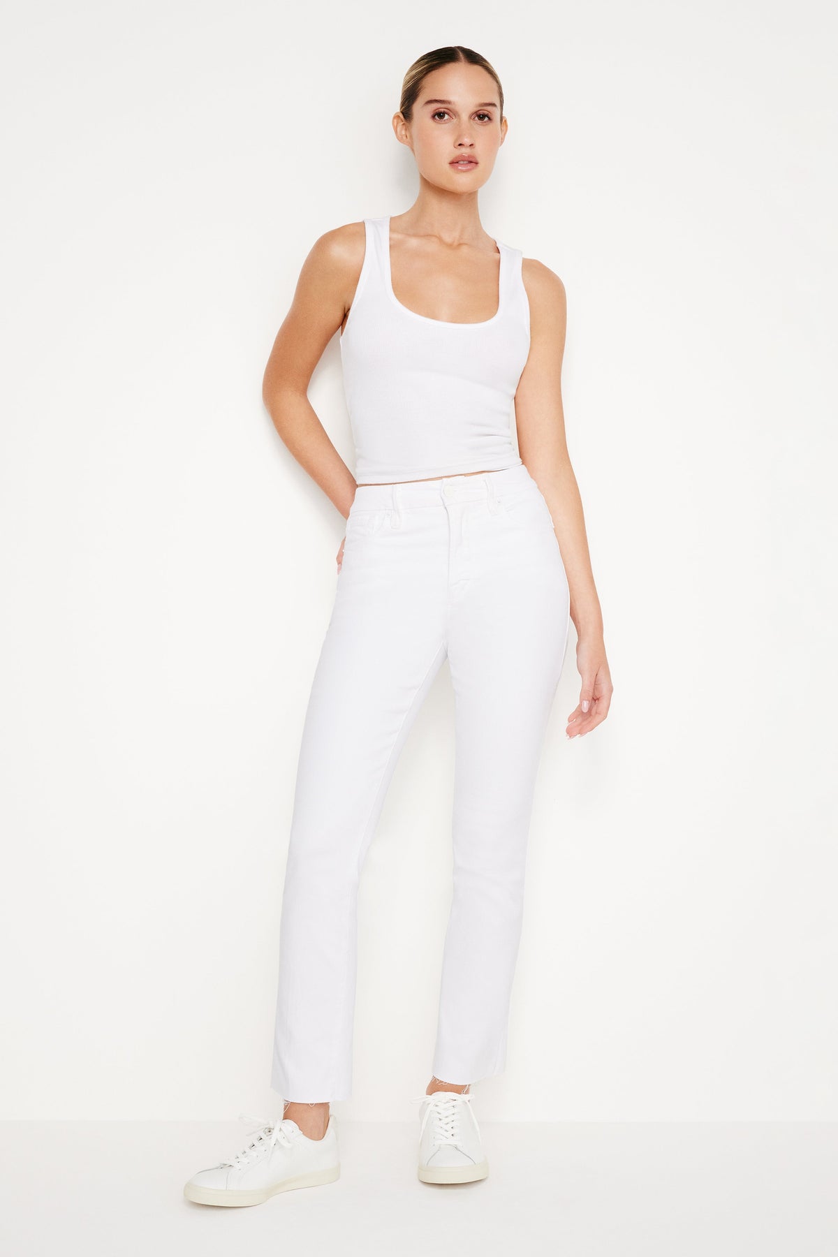 Luxury GOOD LEGS STRAIGHT JEANS WHITE037