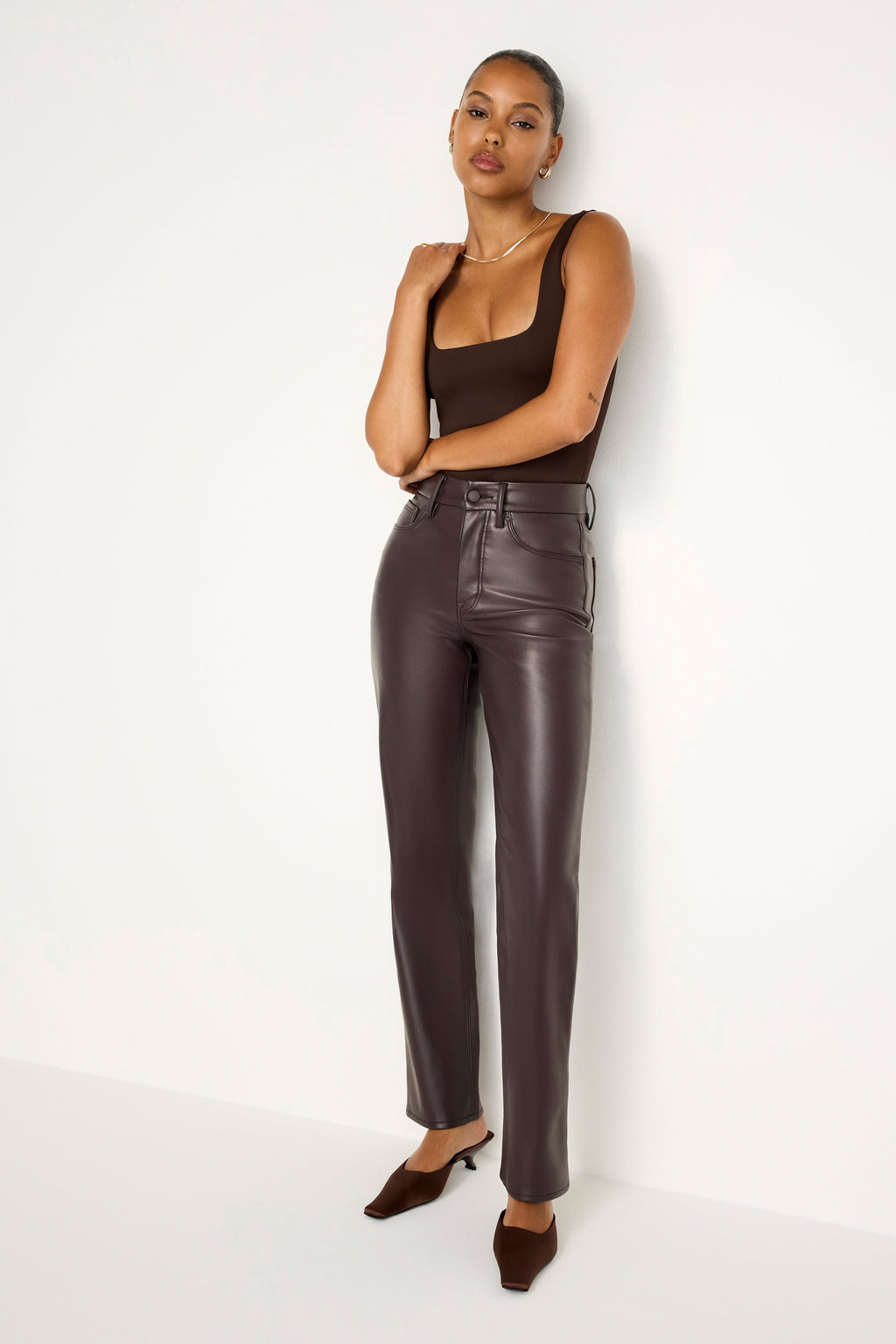 Luxury GOOD ICON FAUX LEATHER PANTS BARK003