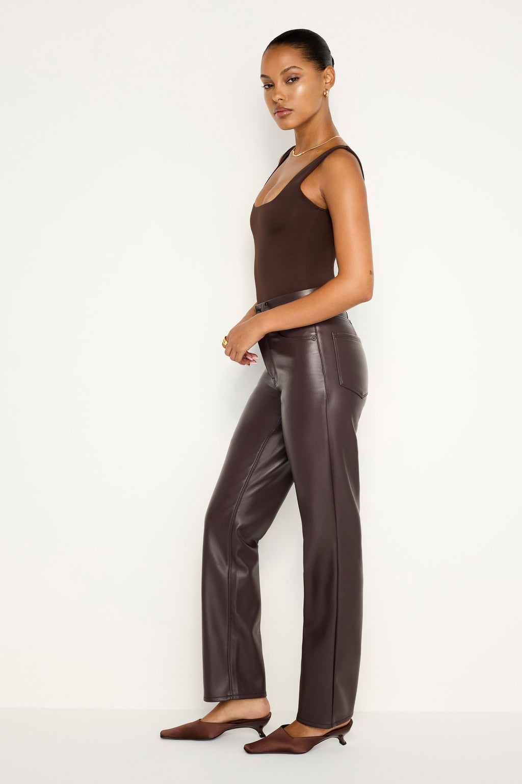 Luxury GOOD ICON FAUX LEATHER PANTS BARK003
