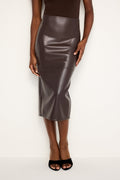 Luxury FAUX LEATHER MIDI SKIRT BARK003