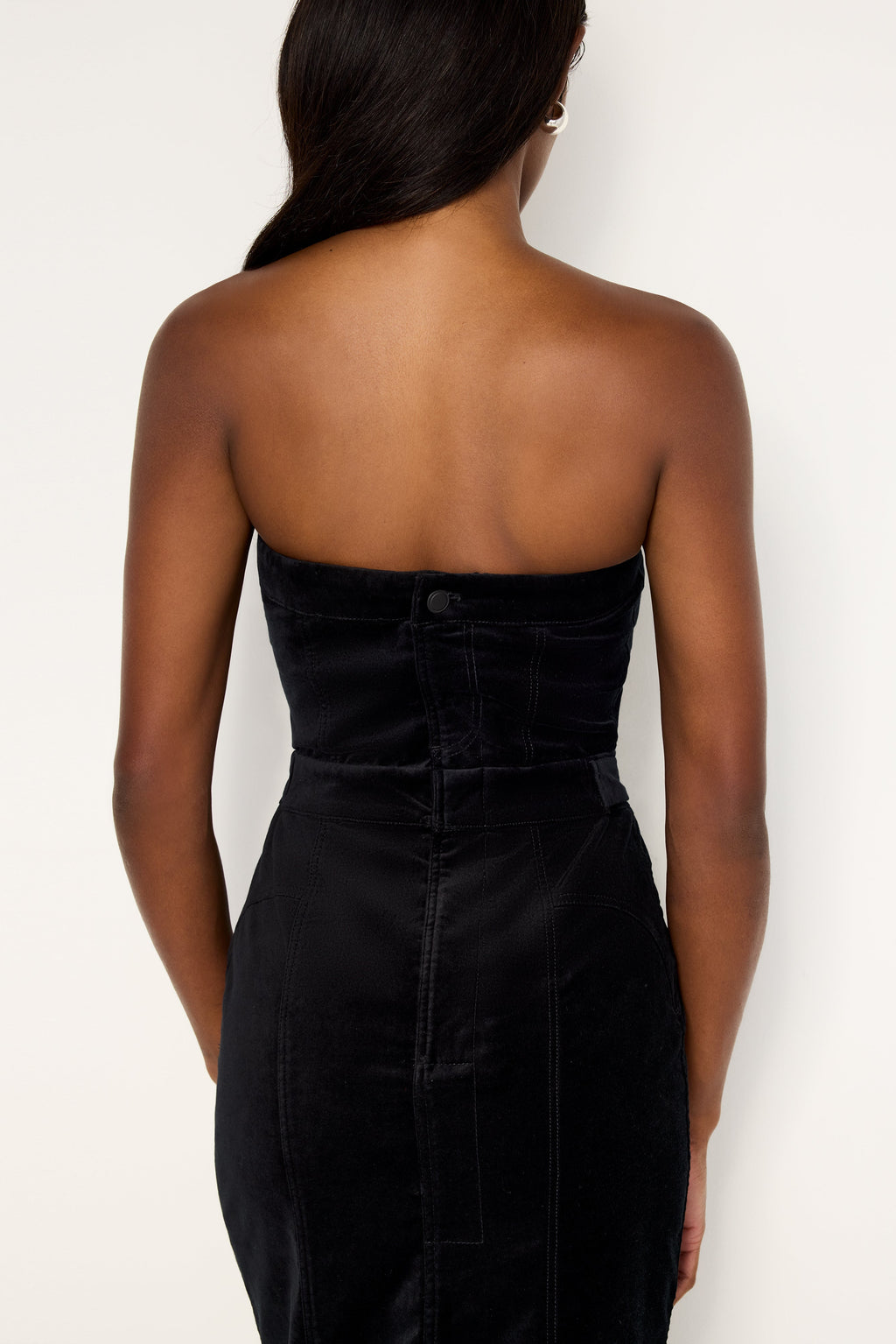 Luxury FIT FOR SUCCESS STRAPLESS VELVET DRESS BLACK001