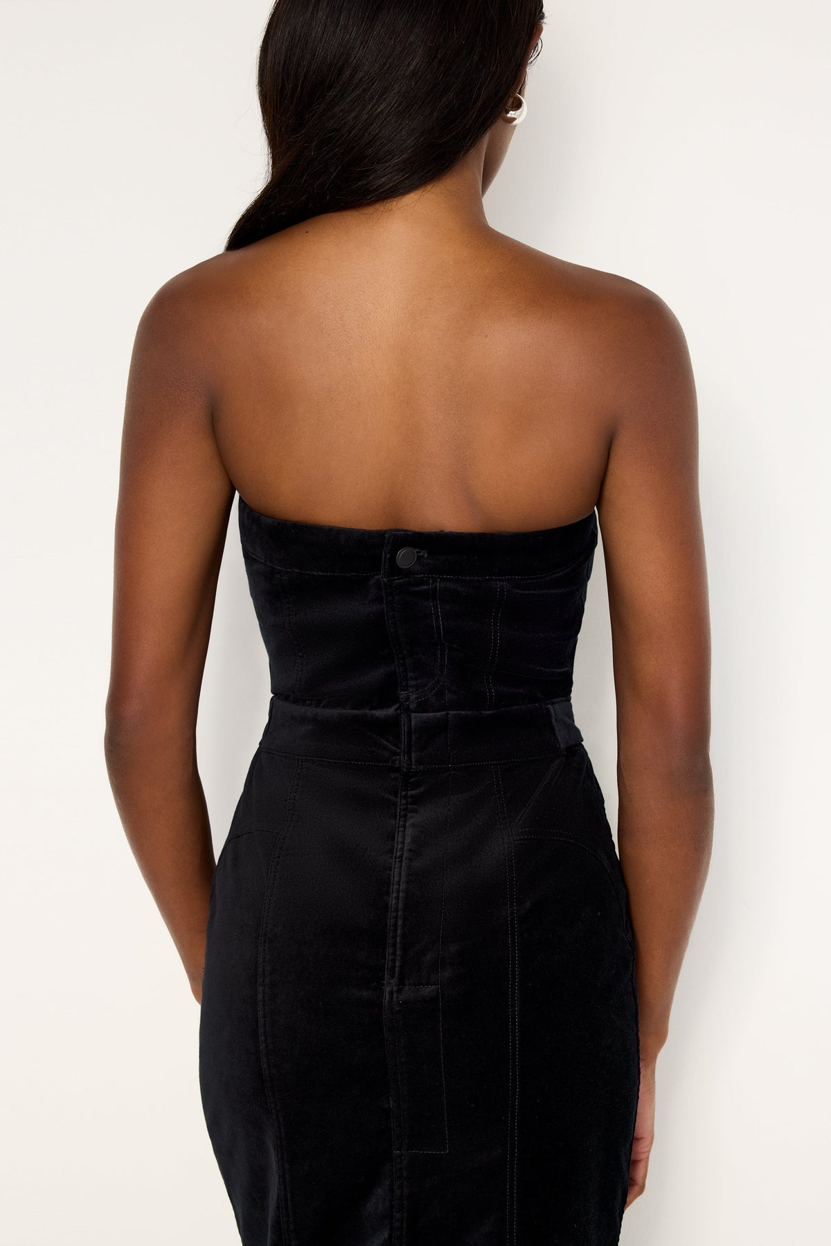 Luxury FIT FOR SUCCESS STRAPLESS VELVET DRESS BLACK001