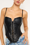 Luxury FAUX LEATHER LACE UP BUSTIER BLACK001