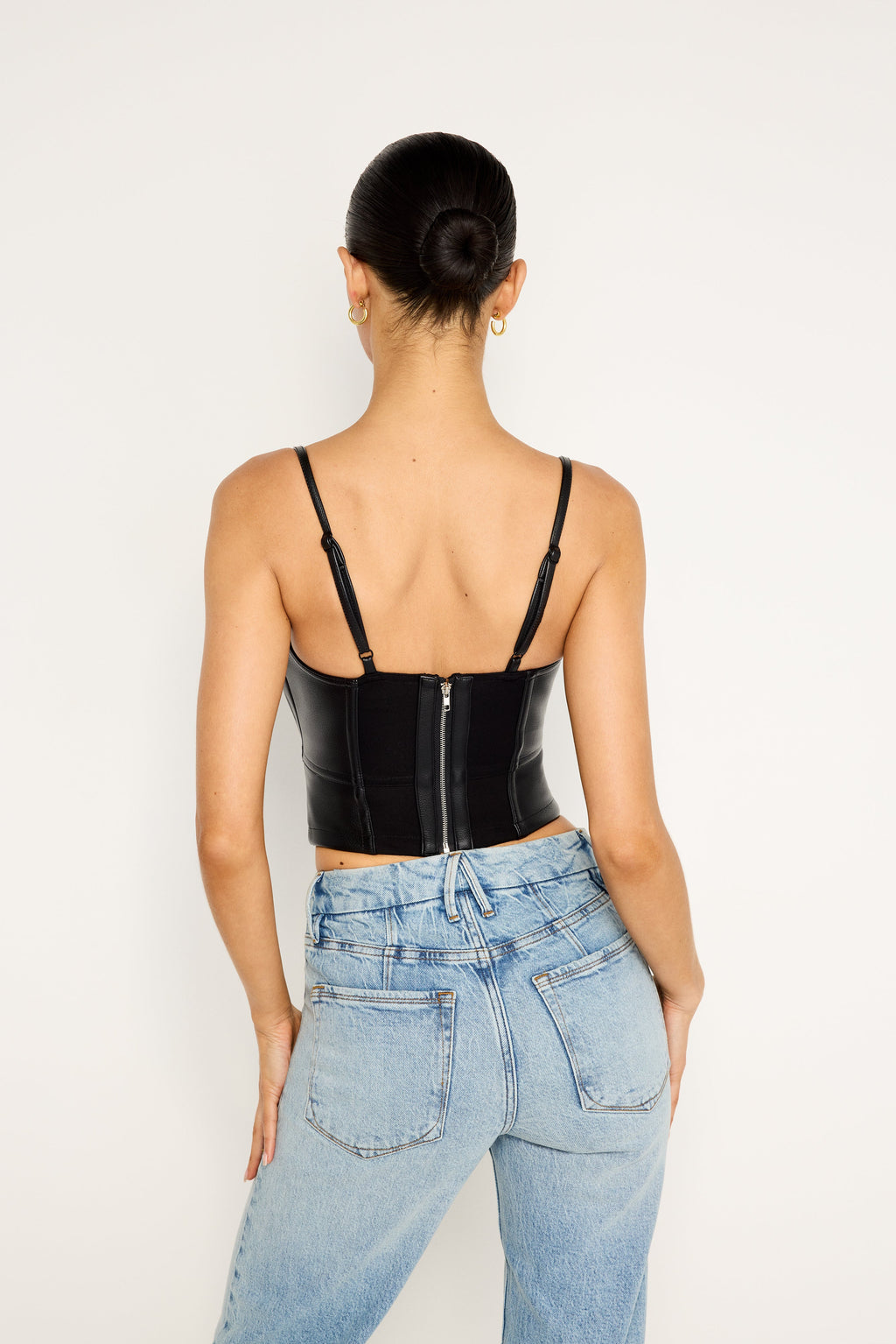 Luxury FAUX LEATHER LACE UP BUSTIER BLACK001