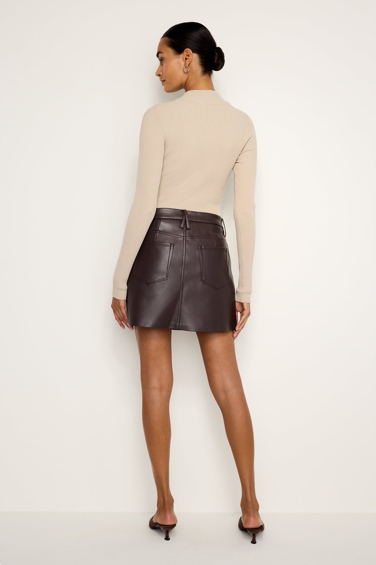 Luxury FAUX LEATHER MINI SKIRT BARK003