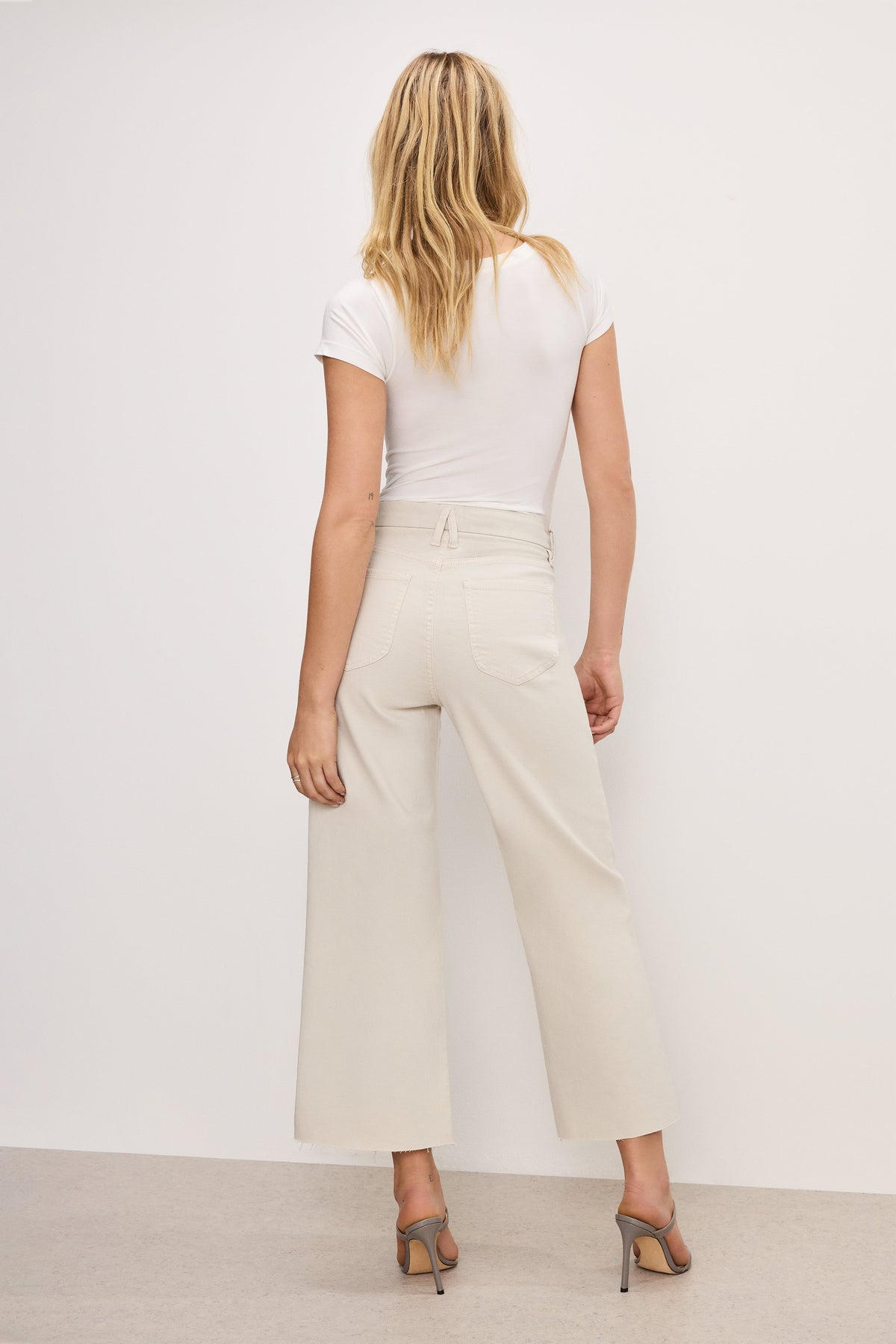Luxury GOOD WAIST PALAZZO CROPPED JEANS BONE001