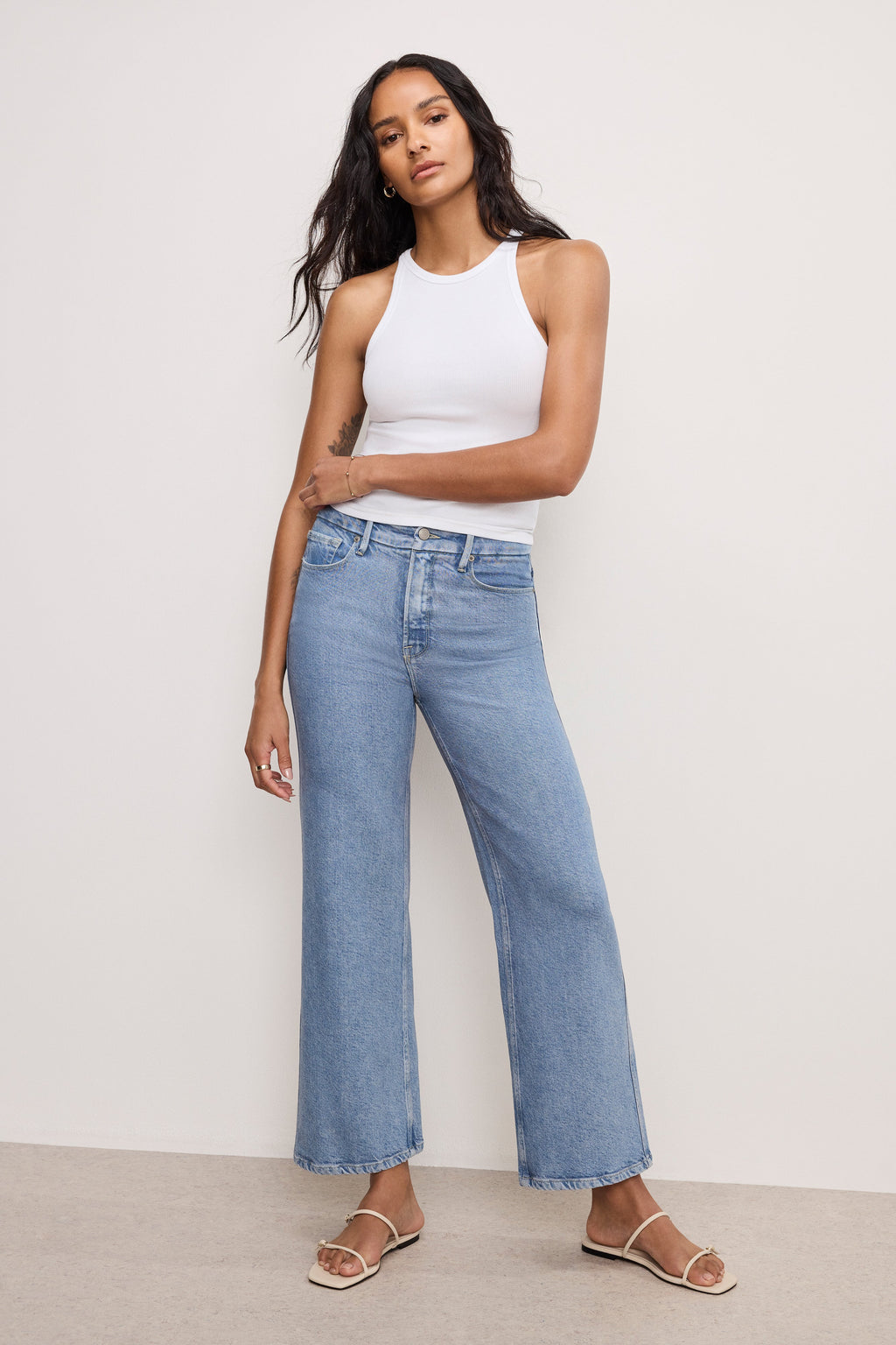 Luxury SOFT TECH GOOD SKATE WIDE CROPPED JEANS INDIGO860
