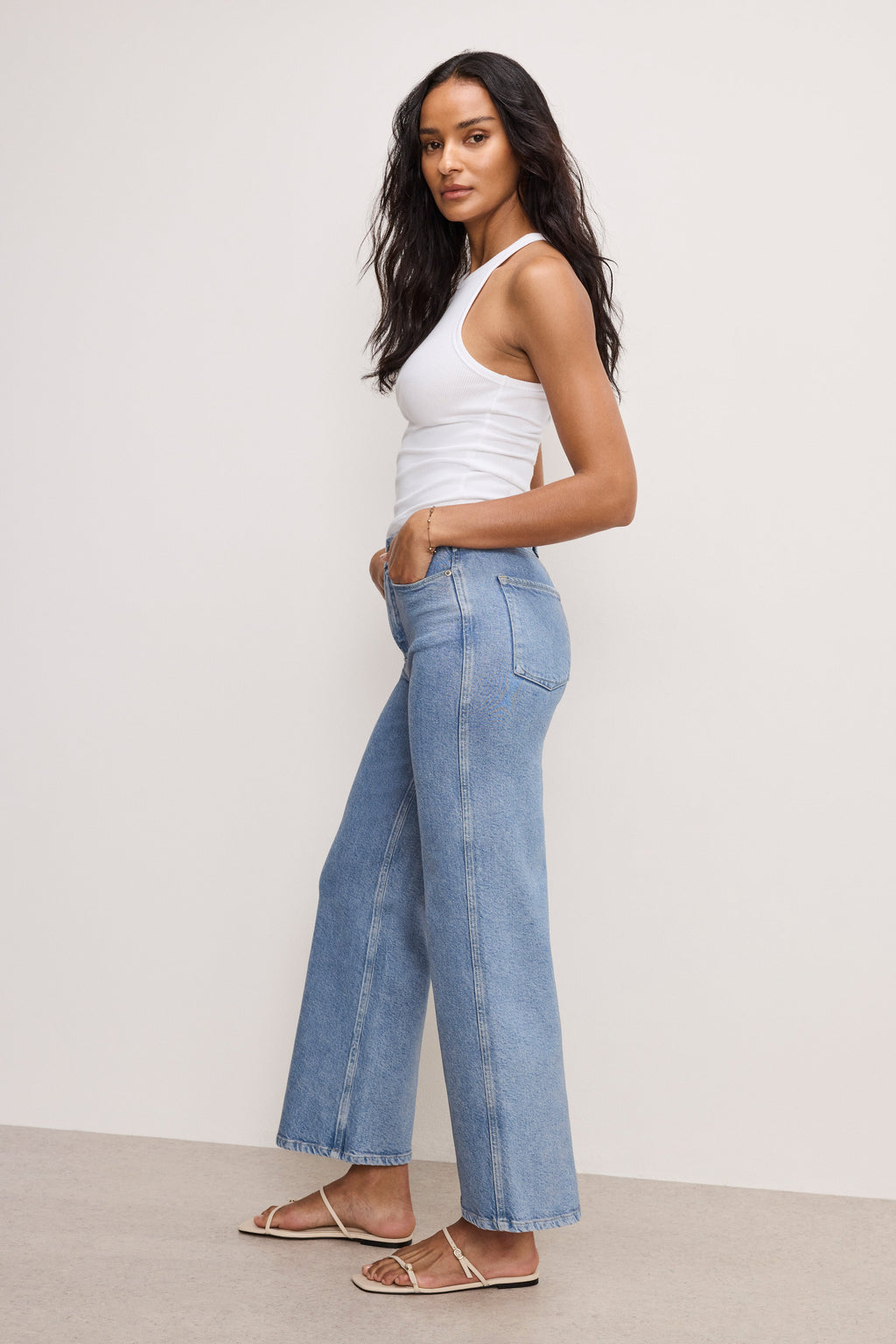 Luxury SOFT TECH GOOD SKATE WIDE CROPPED JEANS INDIGO860