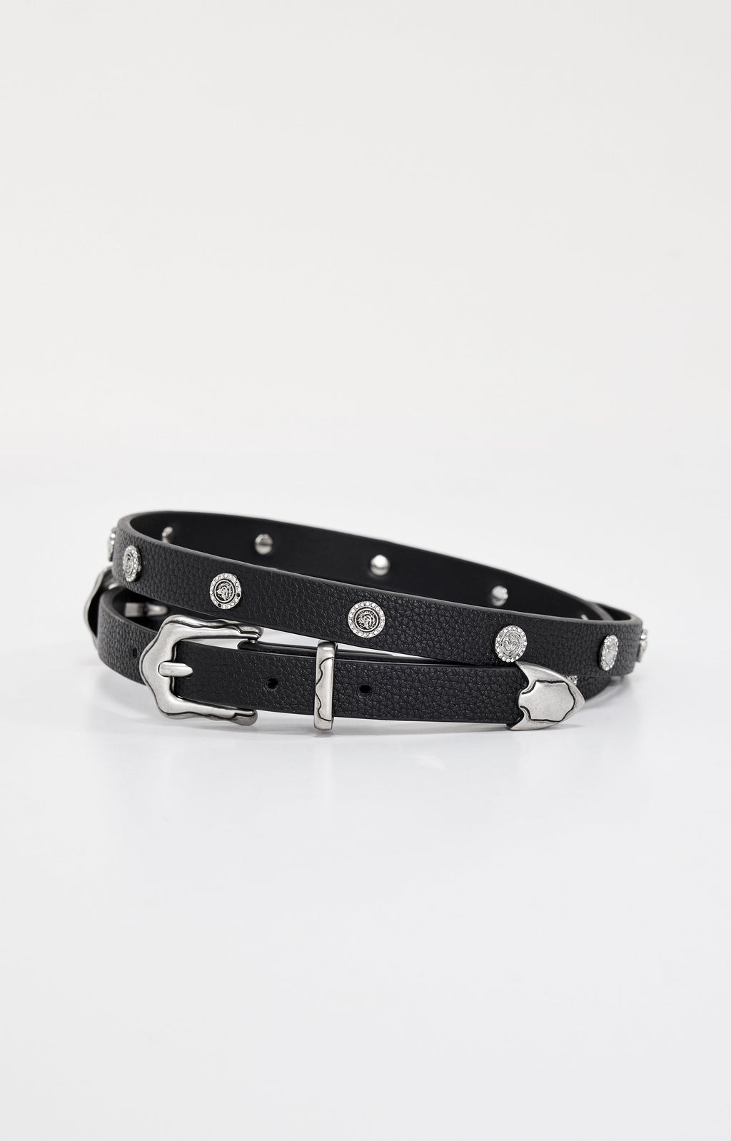 Luxury SKINNY DOUBLE BUCKLE BELT BLACK001