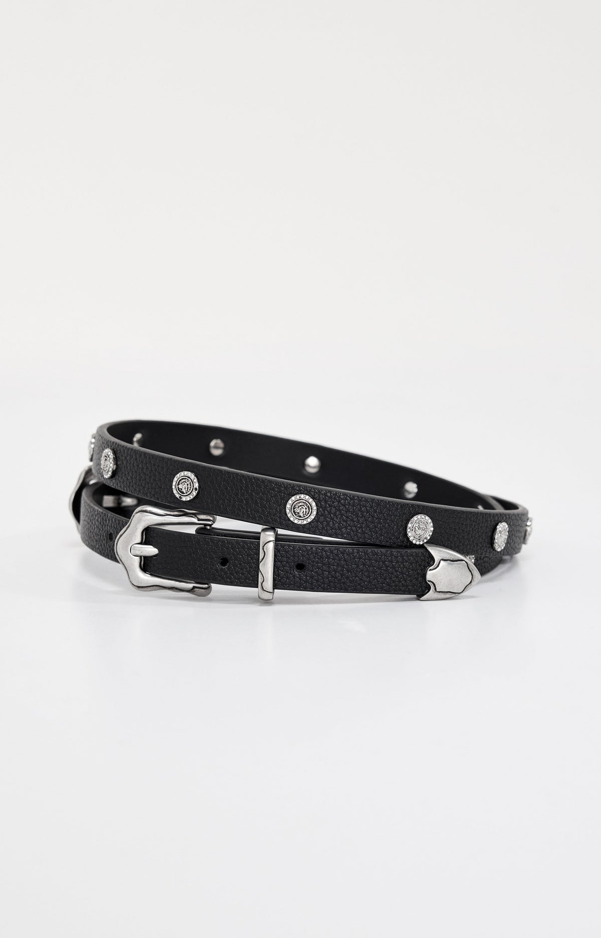 Luxury SKINNY DOUBLE BUCKLE BELT BLACK001