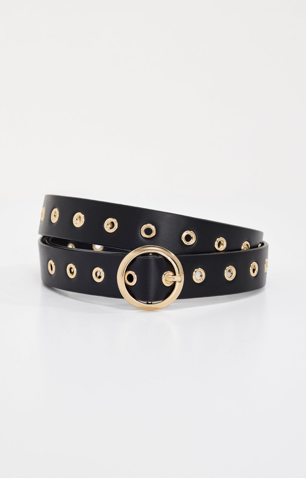 Luxury SKINNY EYELET BELT BLACK001