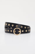 Luxury SKINNY EYELET BELT BLACK001