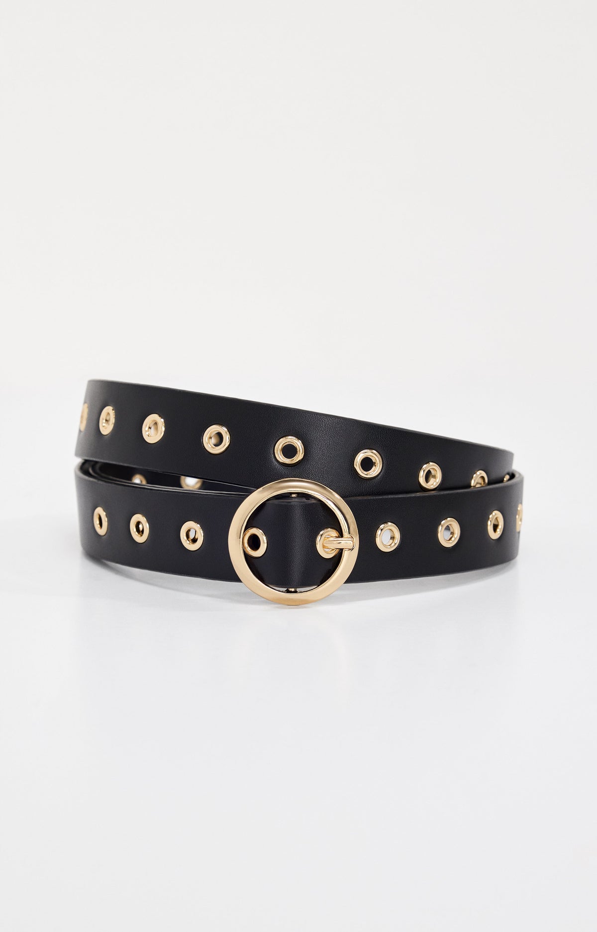 Luxury SKINNY EYELET BELT BLACK001